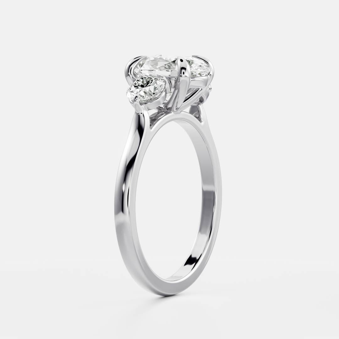 Oval Three Stone Lab Grown Diamond Engagement Ring