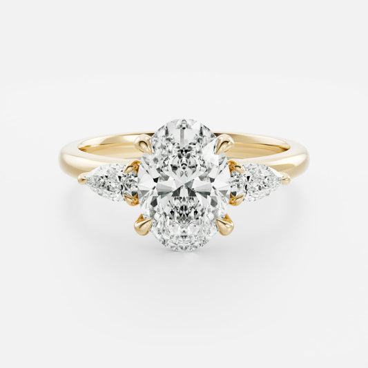 Oval Three Stone Lab Grown Diamond Engagement Ring