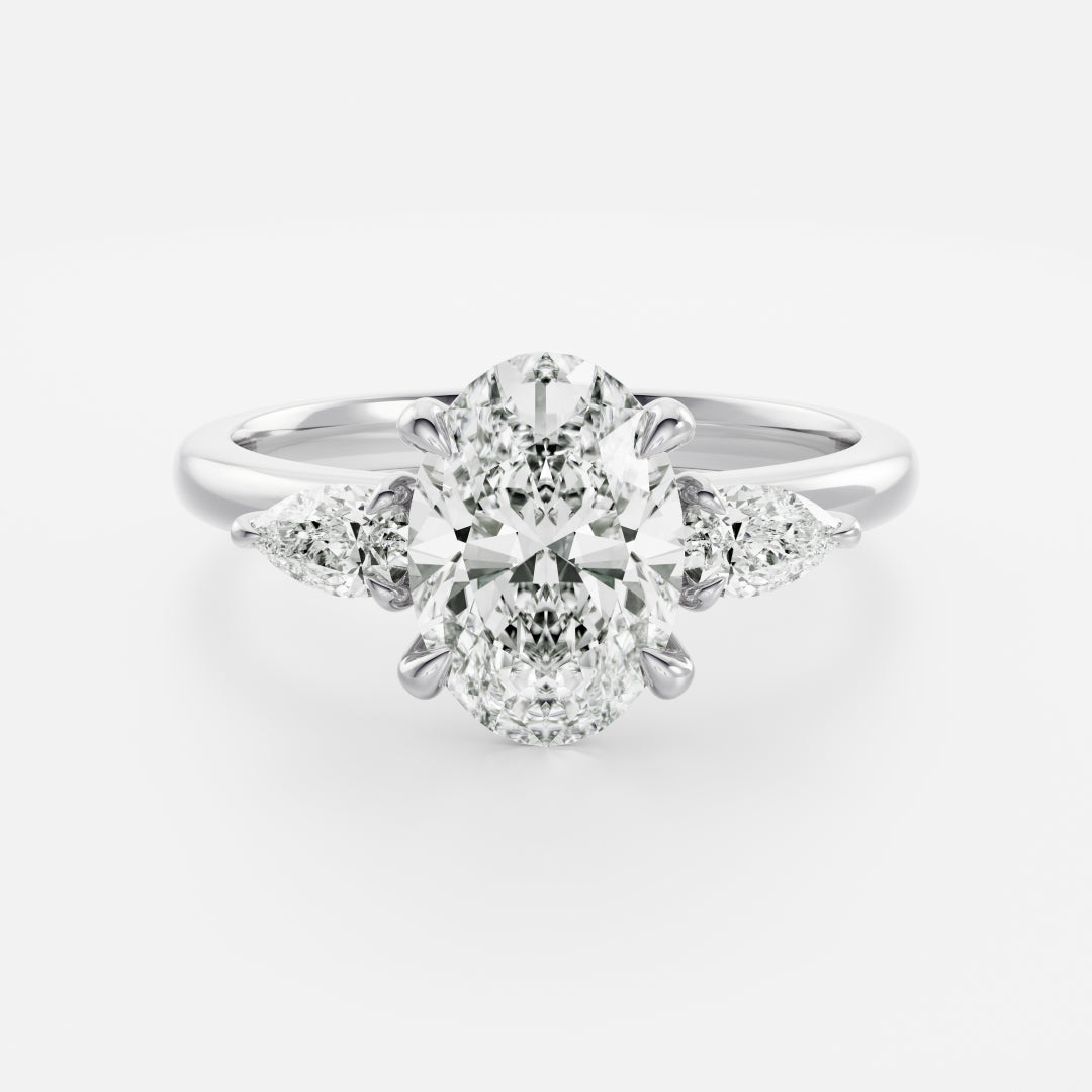 Oval Three Stone Lab Grown Diamond Engagement Ring
