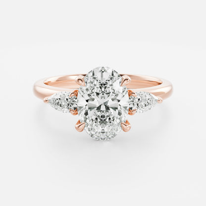 Oval Three Stone Lab Grown Diamond Engagement Ring