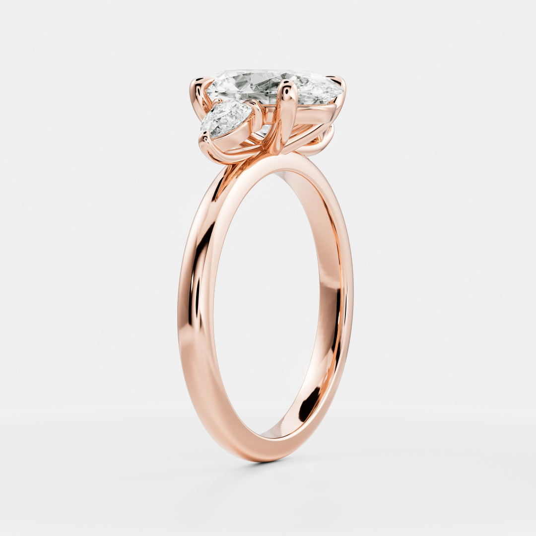 Oval Three Stone Lab Grown Diamond Engagement Ring