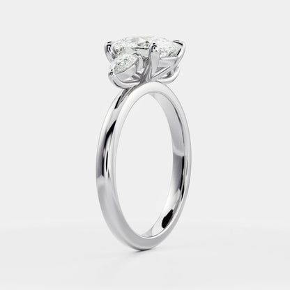 Oval Three Stone Lab Grown Diamond Engagement Ring