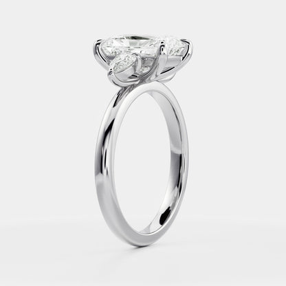 Oval Three Stone Lab Grown Diamond Engagement Ring