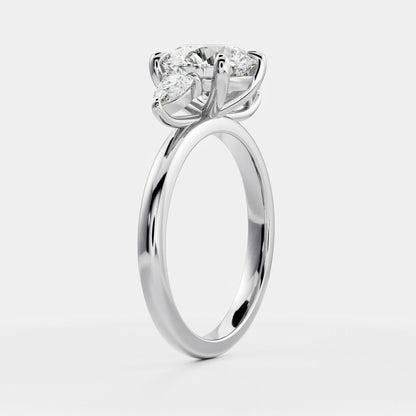 Oval Three Stone Lab Grown Diamond Engagement Ring