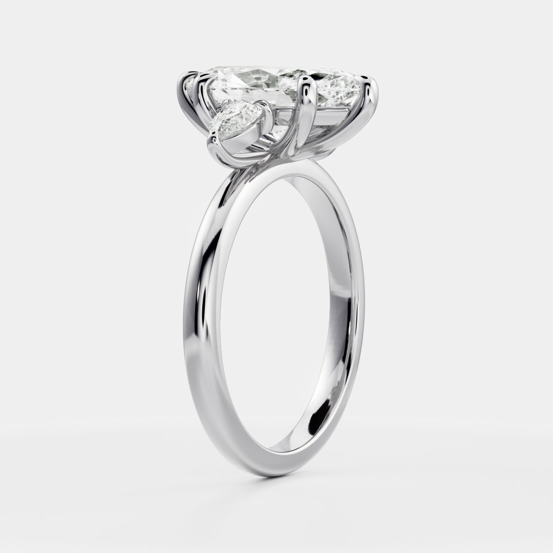 Oval Three Stone Lab Grown Diamond Engagement Ring