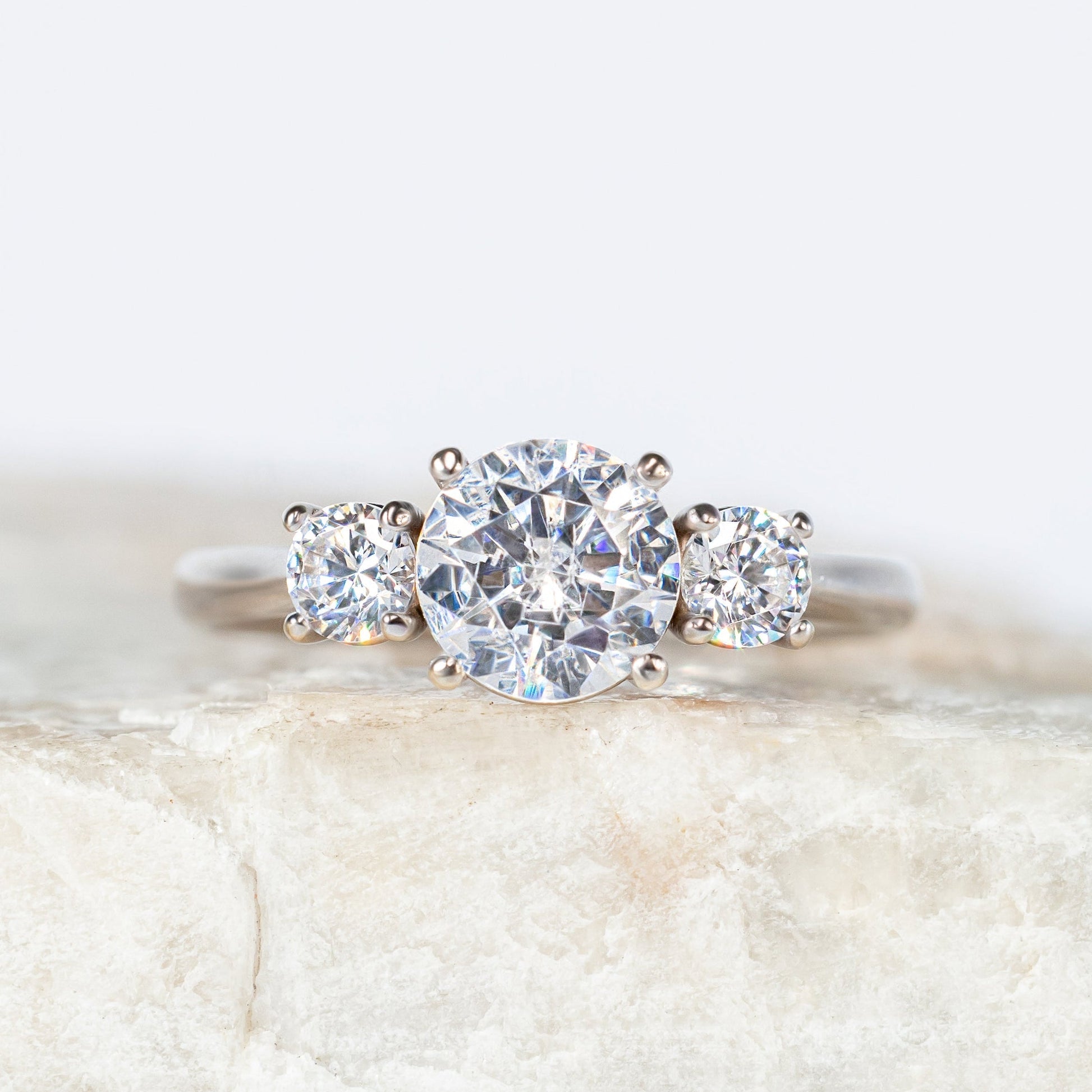 2 CT Round Three Stones Lab Grown Diamond Engagement Ring