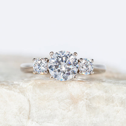 2 CT Round Three Stones Lab Grown Diamond Engagement Ring