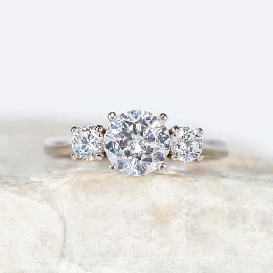 2 CT Round Three Stones Lab Grown Diamond Engagement Ring