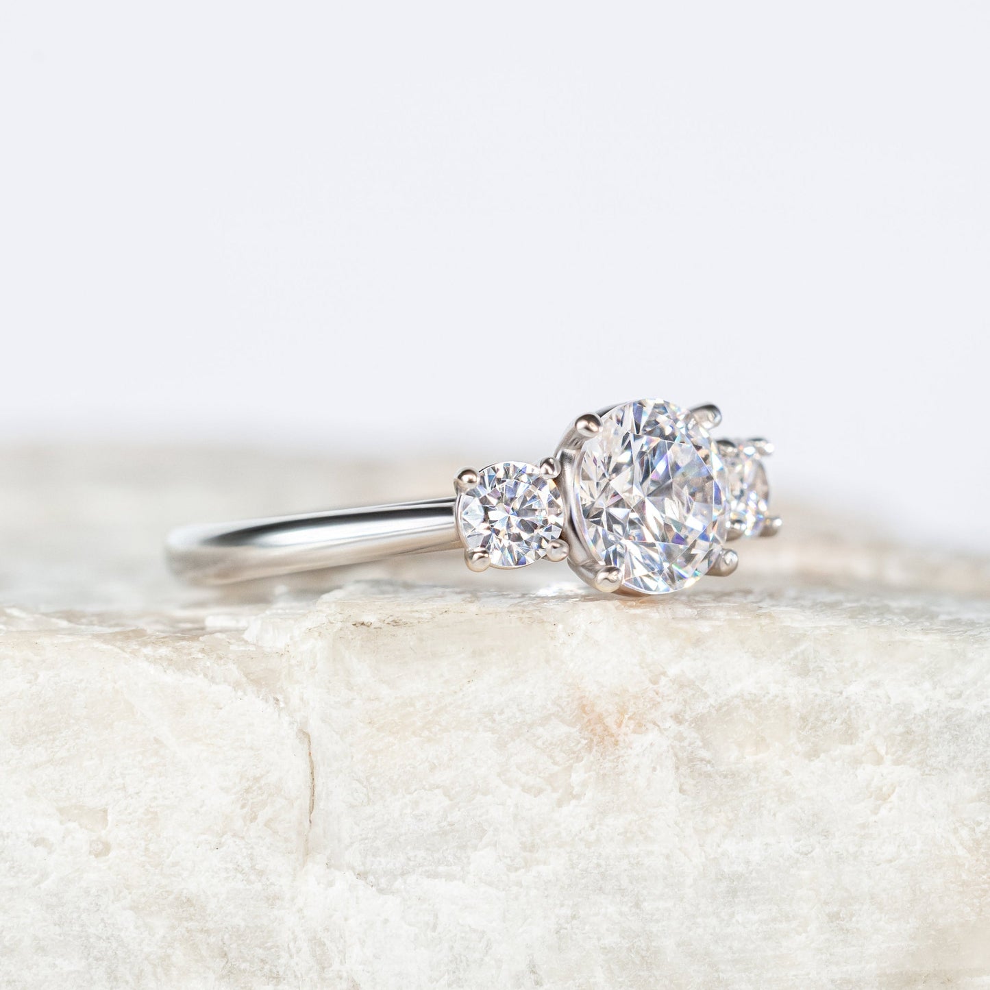 2 CT Round Three Stones Lab Grown Diamond Engagement Ring