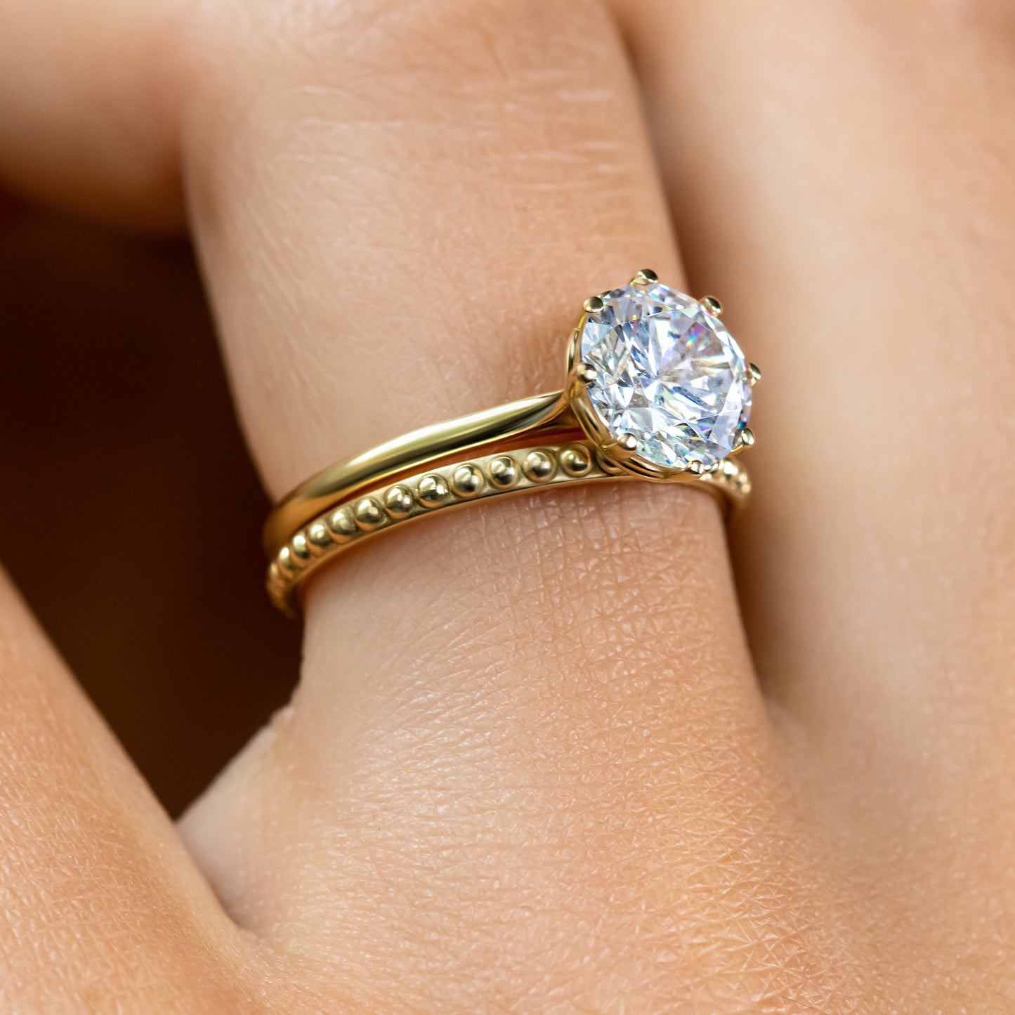 2 CT Round Three Stones Lab Grown Diamond Engagement Ring