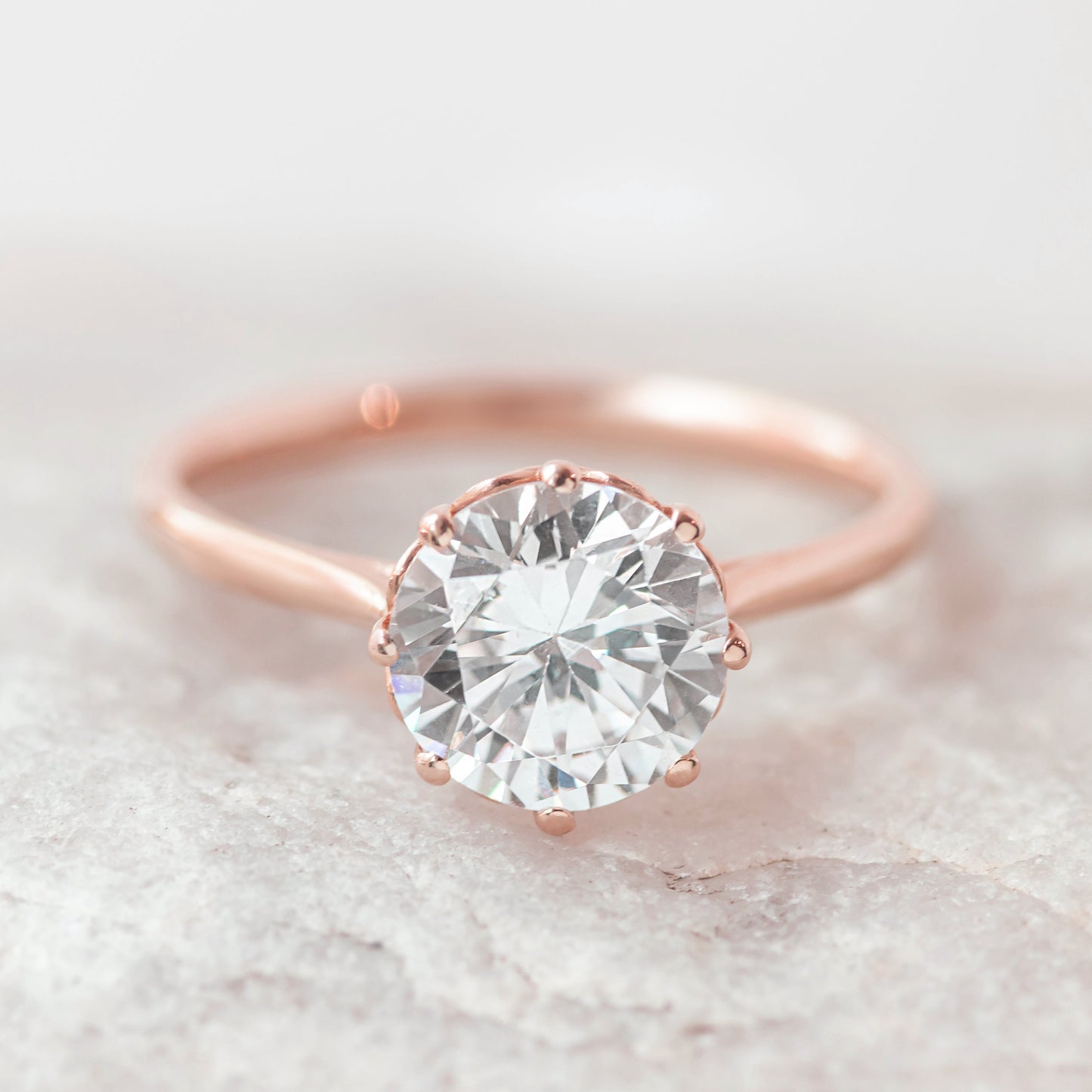 2 CT Round Three Stones Lab Grown Diamond Engagement Ring