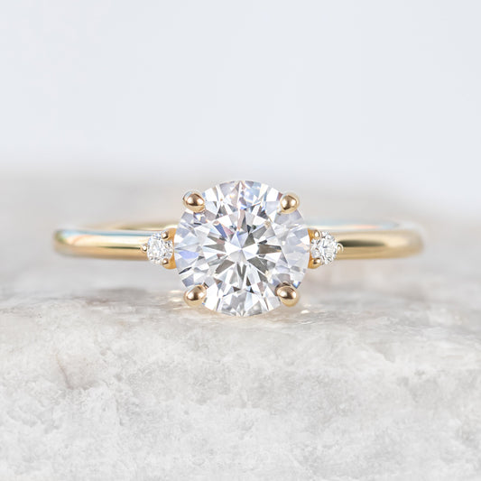 2 CT Round Three Stones Lab Grown Diamond Engagement Ring