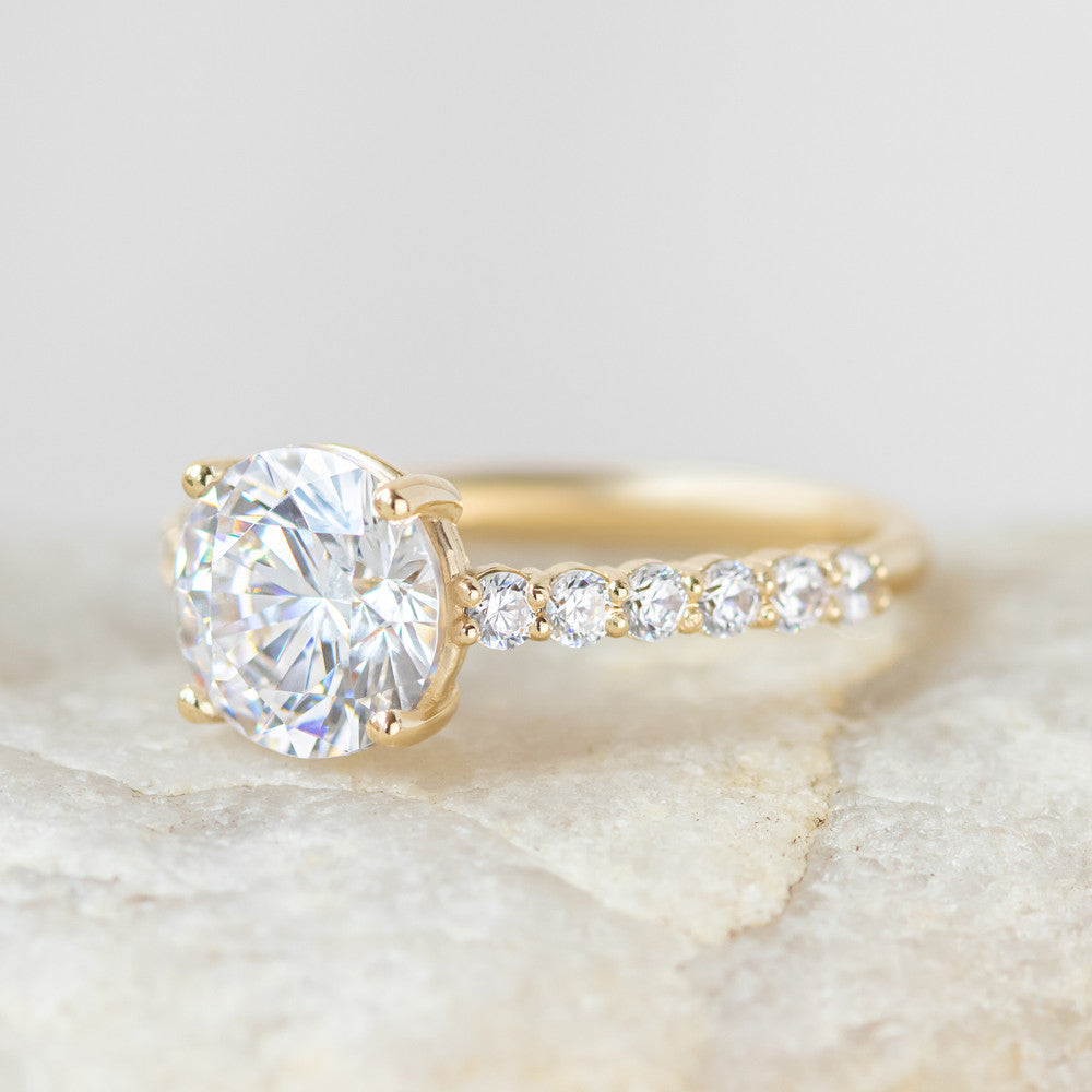 2 CT Round Three Stones Lab Grown Diamond Engagement Ring