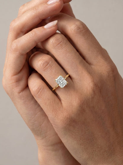 Radiant Hidden Halo Lab Grown Diamond Engagement Ring