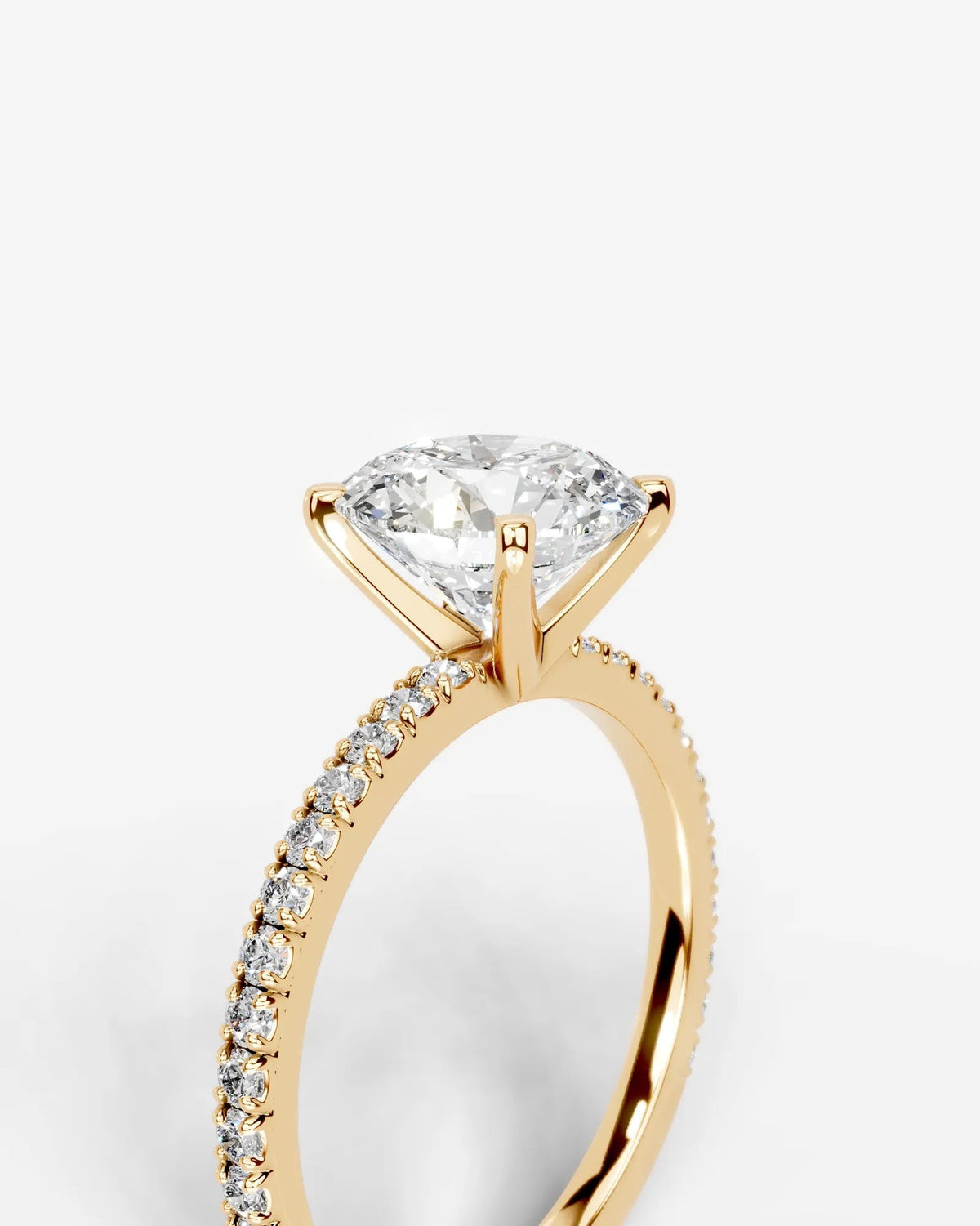 Round Pave Lab Grown Diamond Engagement Ring