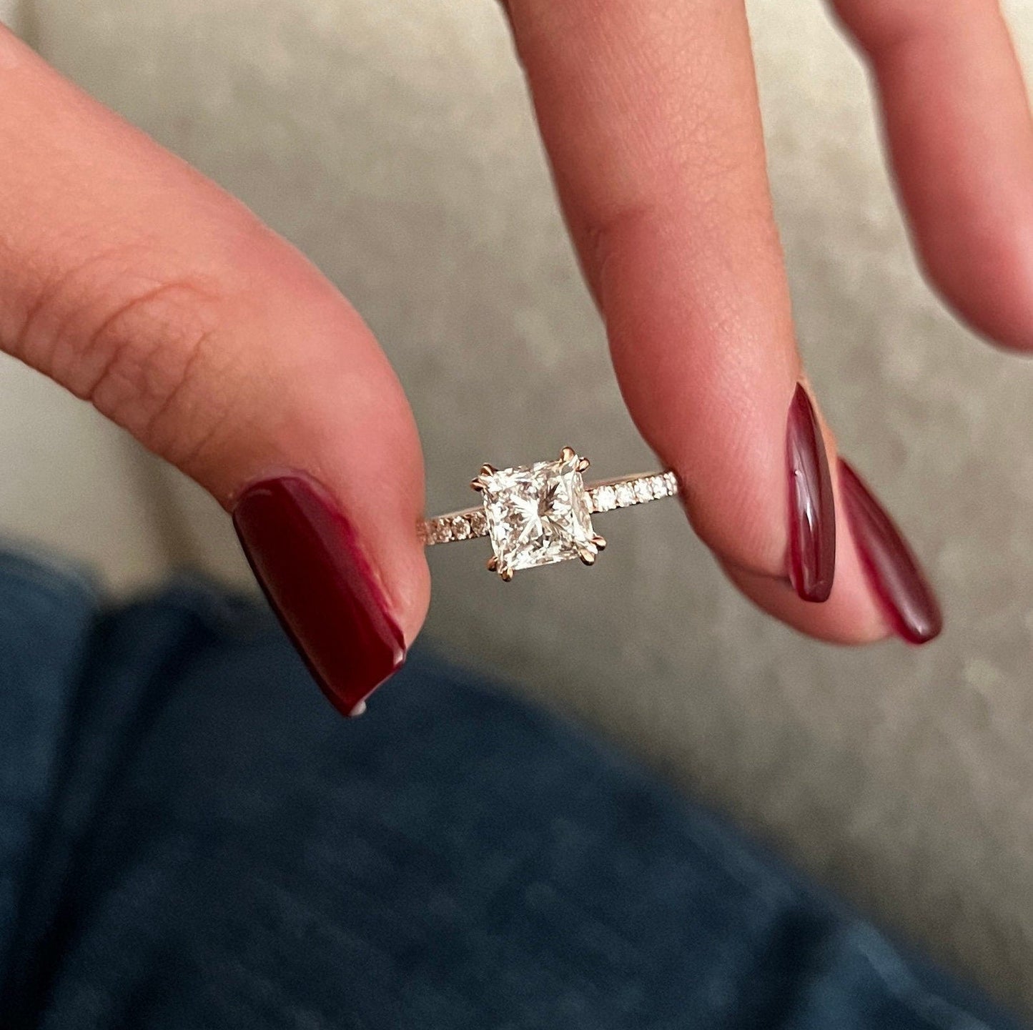 Princess Pave Engagement Ring – 1.5 CT Lab Grown Diamond