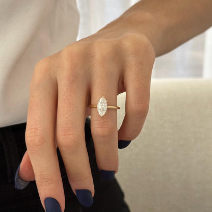 Marquise Hidden Halo Engagement Ring – 1.5 CT Lab Grown Diamond
