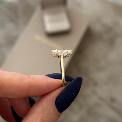 Marquise Hidden Halo Engagement Ring – 1.5 CT Lab Grown Diamond
