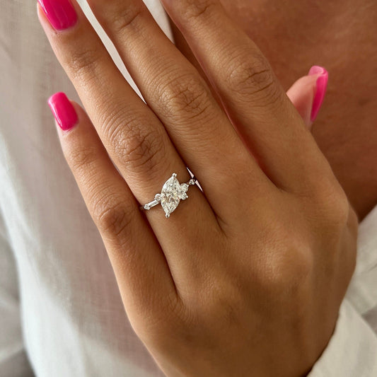 Marquise Cluster Engagement Ring – 1 CT Lab Grown Diamond