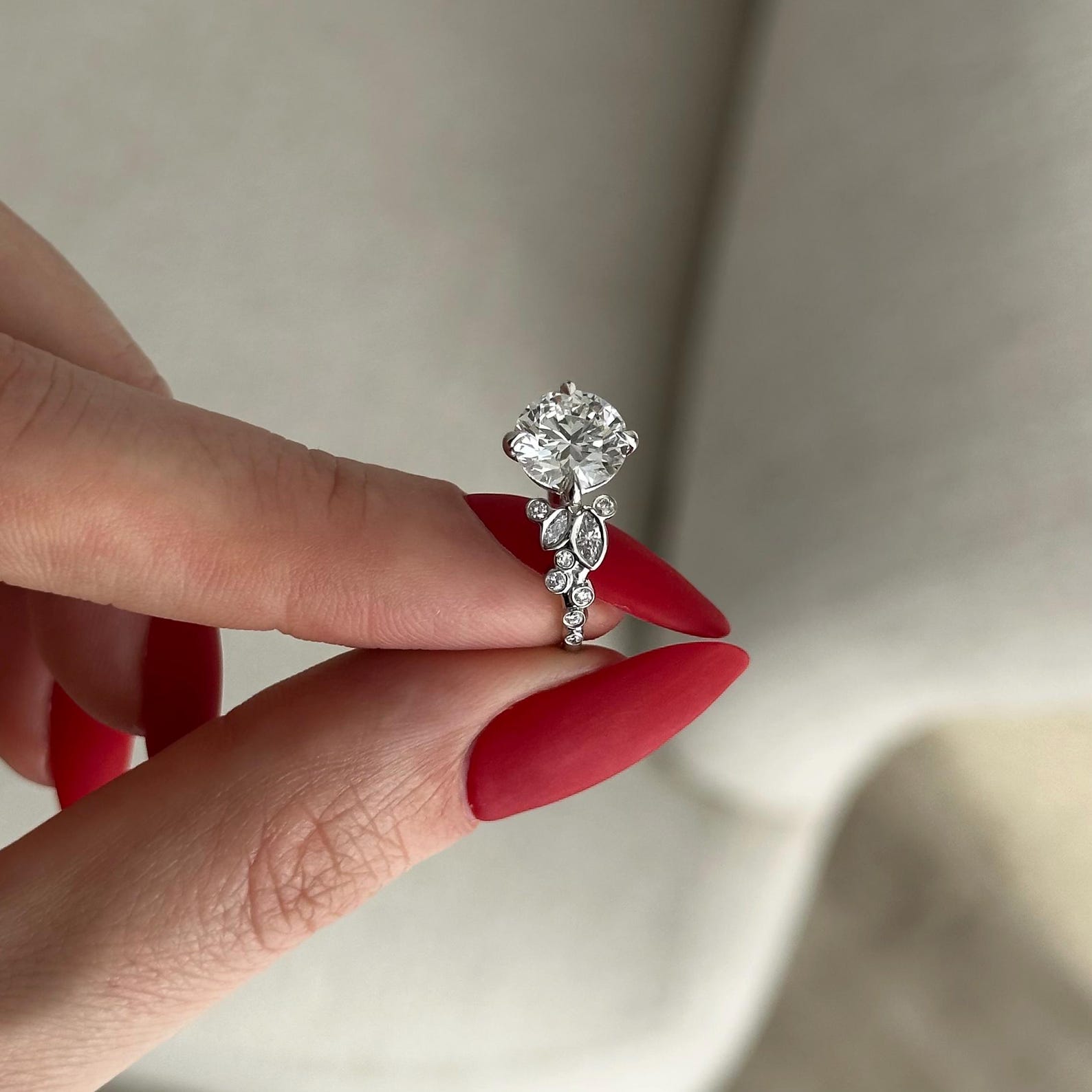 Round Halo, Pave & Split Shank Engagement Ring – 1.93 CT Lab Grown Diamond