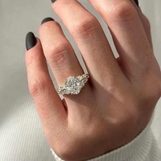 Round Halo, Pave & Split Shank Engagement Ring – 1.93 CT Lab Grown Diamond