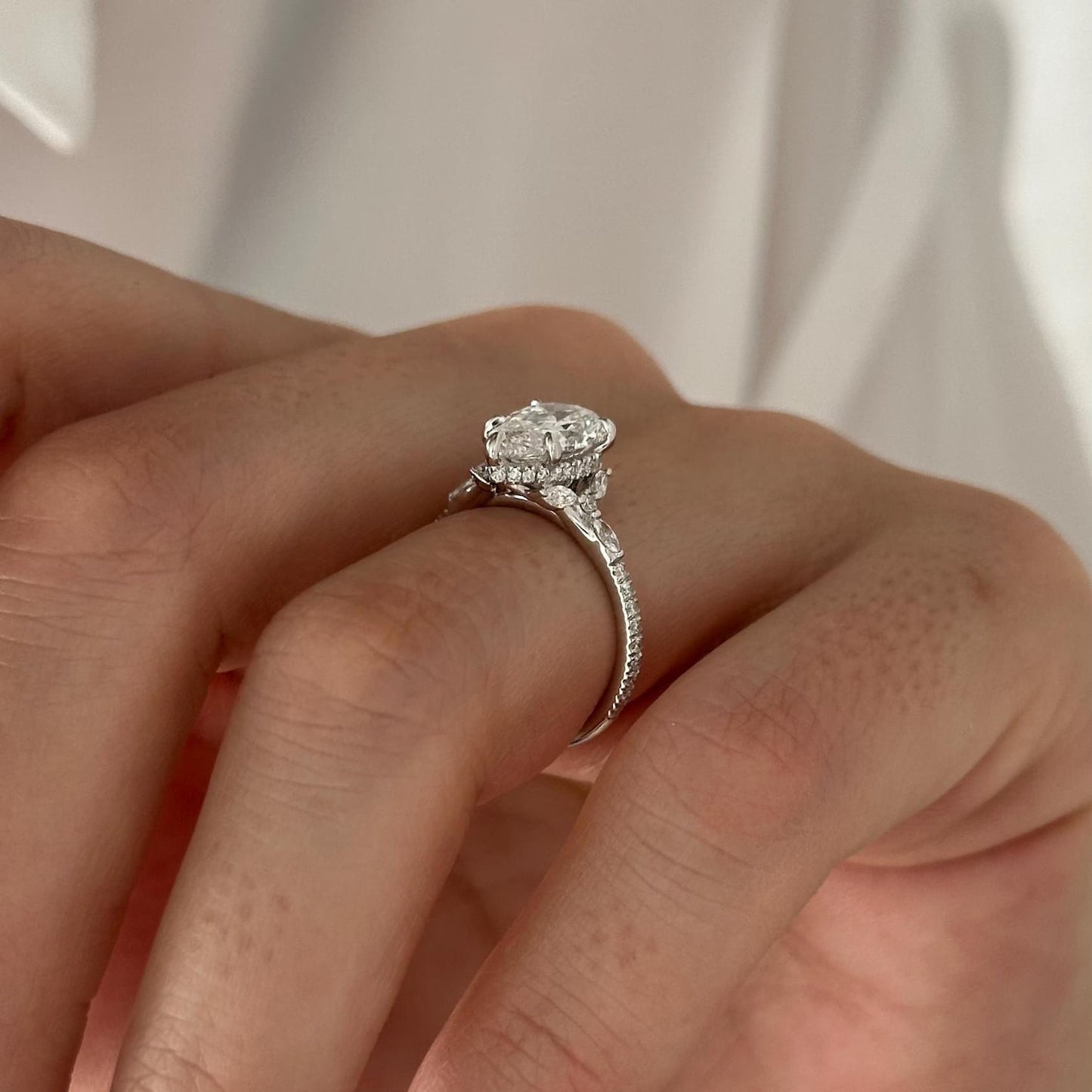 Round Halo, Pave & Split Shank Engagement Ring – 1.93 CT Lab Grown Diamond