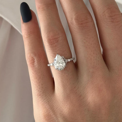 Round Halo, Pave & Split Shank Engagement Ring – 1.93 CT Lab Grown Diamond