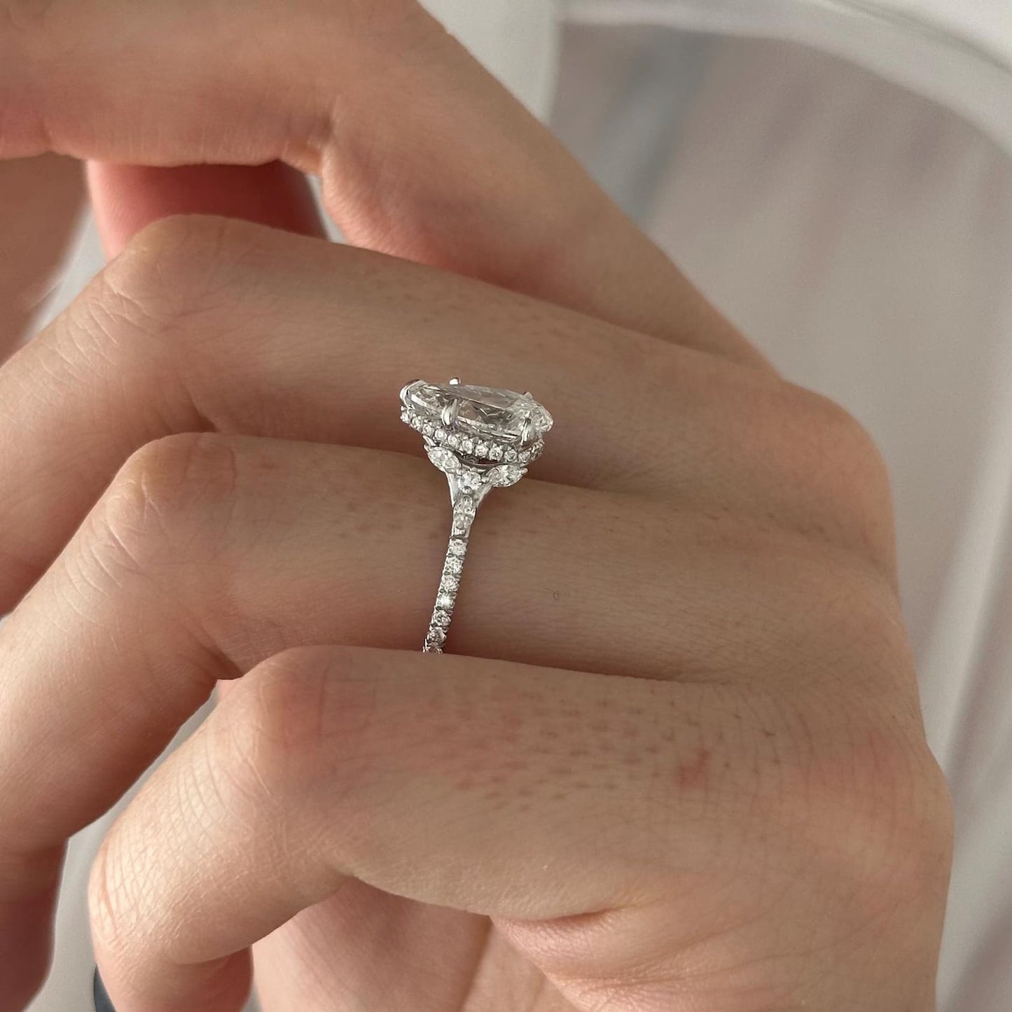 Round Halo, Pave & Split Shank Engagement Ring – 1.93 CT Lab Grown Diamond