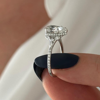 Round Halo, Pave & Split Shank Engagement Ring – 1.93 CT Lab Grown Diamond