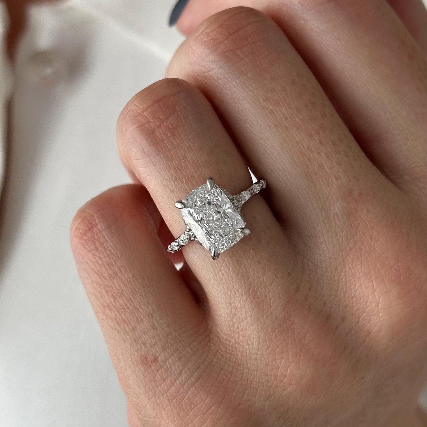Round Halo, Pave & Split Shank Engagement Ring – 1.93 CT Lab Grown Diamond