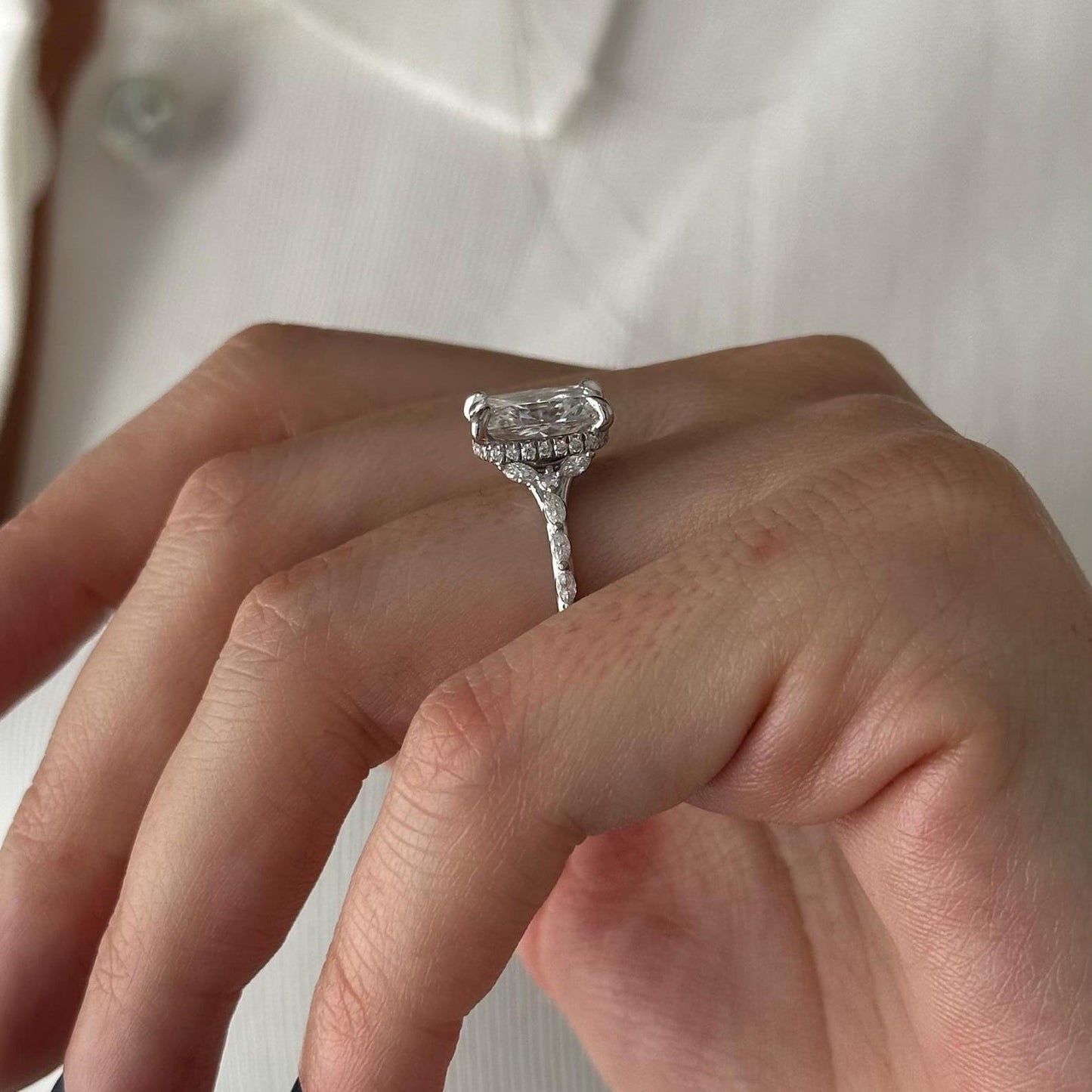 Round Halo, Pave & Split Shank Engagement Ring – 1.93 CT Lab Grown Diamond