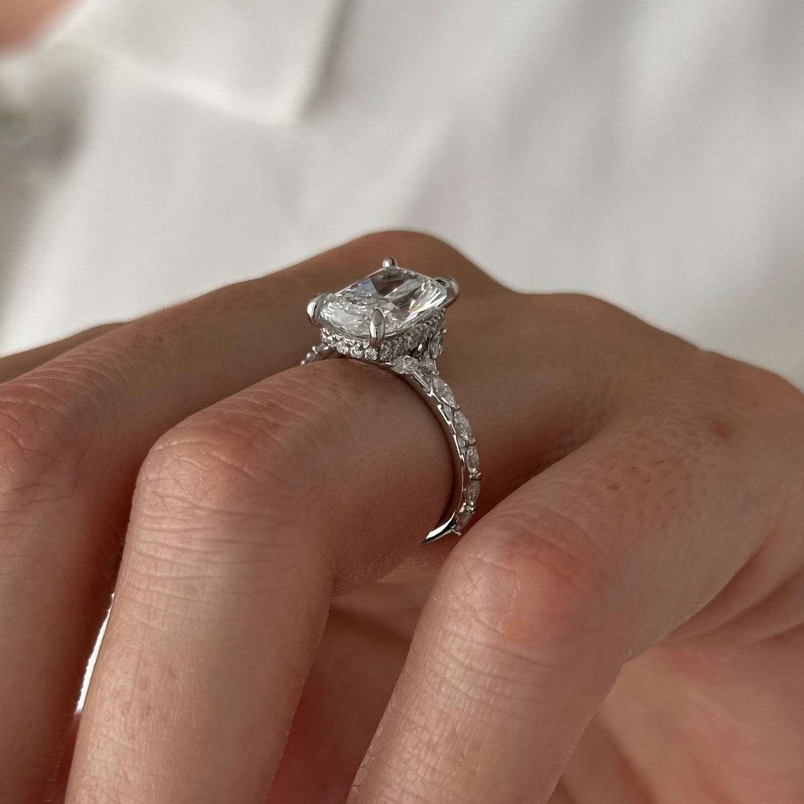 Round Halo, Pave & Split Shank Engagement Ring – 1.93 CT Lab Grown Diamond