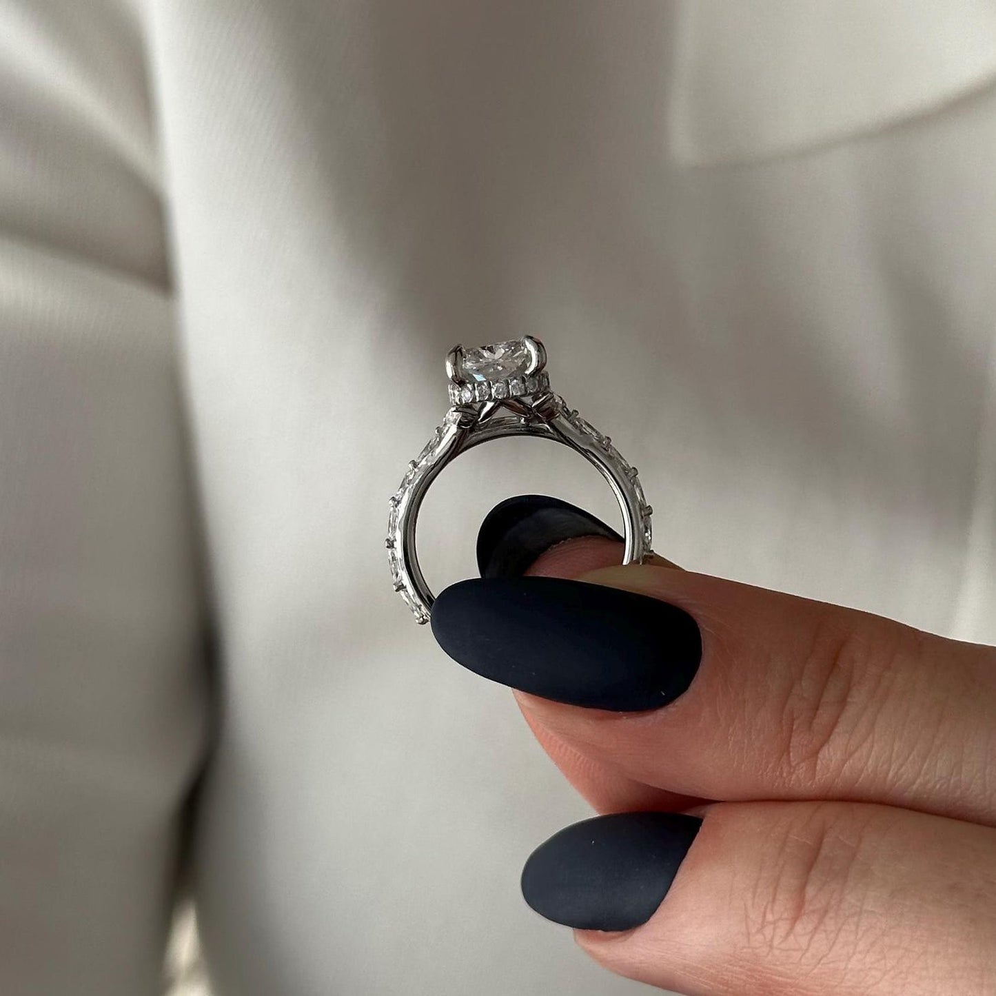 Round Halo, Pave & Split Shank Engagement Ring – 1.93 CT Lab Grown Diamond