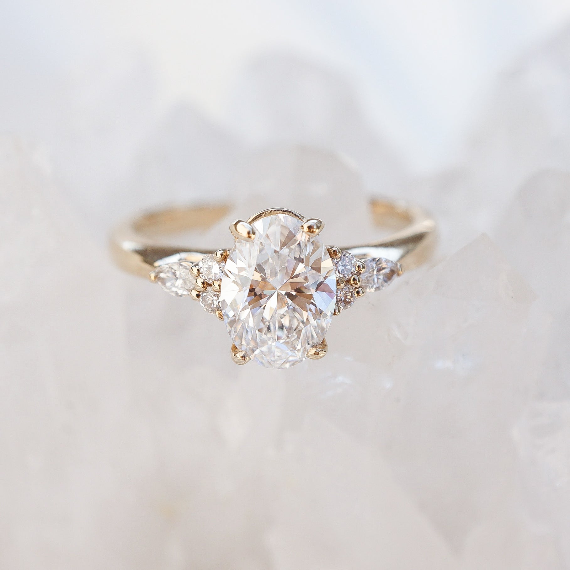 2 CT Emerald Pave Moissanite Engagement Ring
