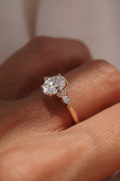 2 CT Emerald Pave Moissanite Engagement Ring