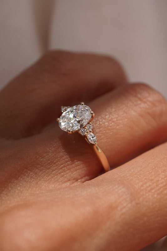 2 CT Emerald Pave Moissanite Engagement Ring