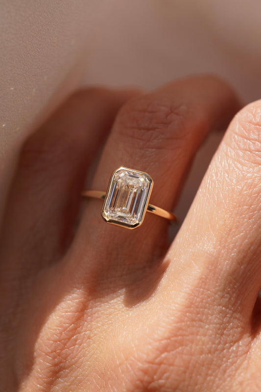 2 CT Emerald Pave Moissanite Engagement Ring