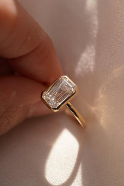2 CT Emerald Pave Moissanite Engagement Ring