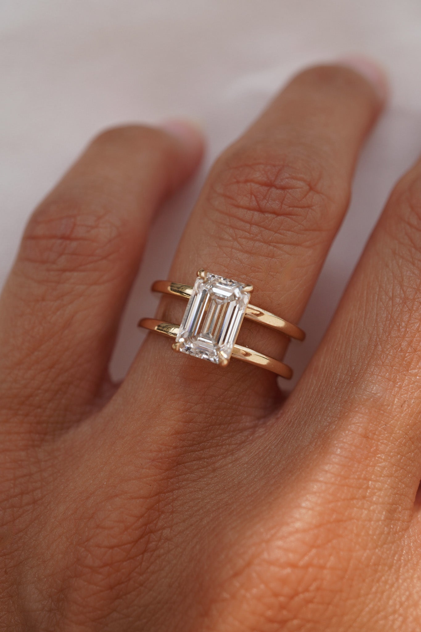 2 CT Emerald Pave Moissanite Engagement Ring
