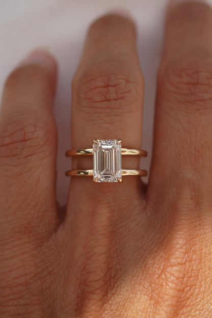 2 CT Emerald Pave Moissanite Engagement Ring