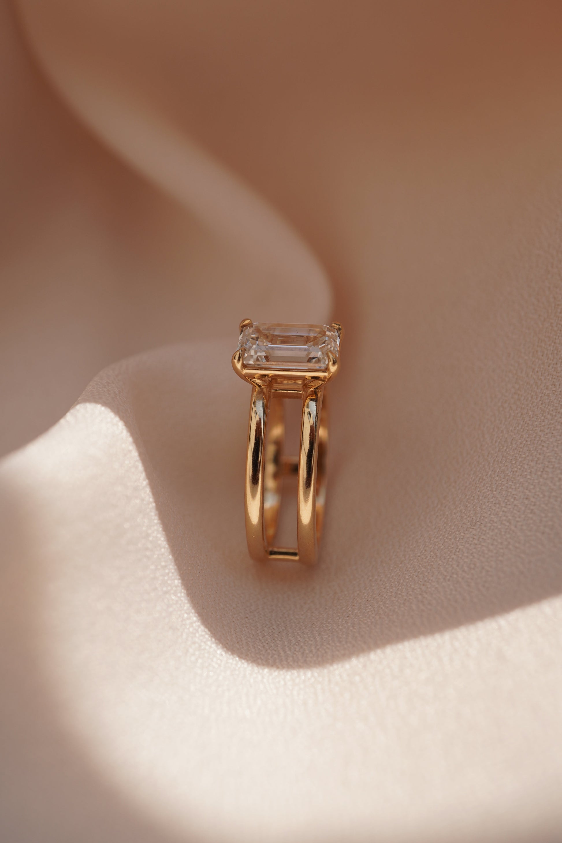 2 CT Emerald Pave Moissanite Engagement Ring