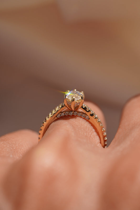 2 CT Emerald Pave Moissanite Engagement Ring
