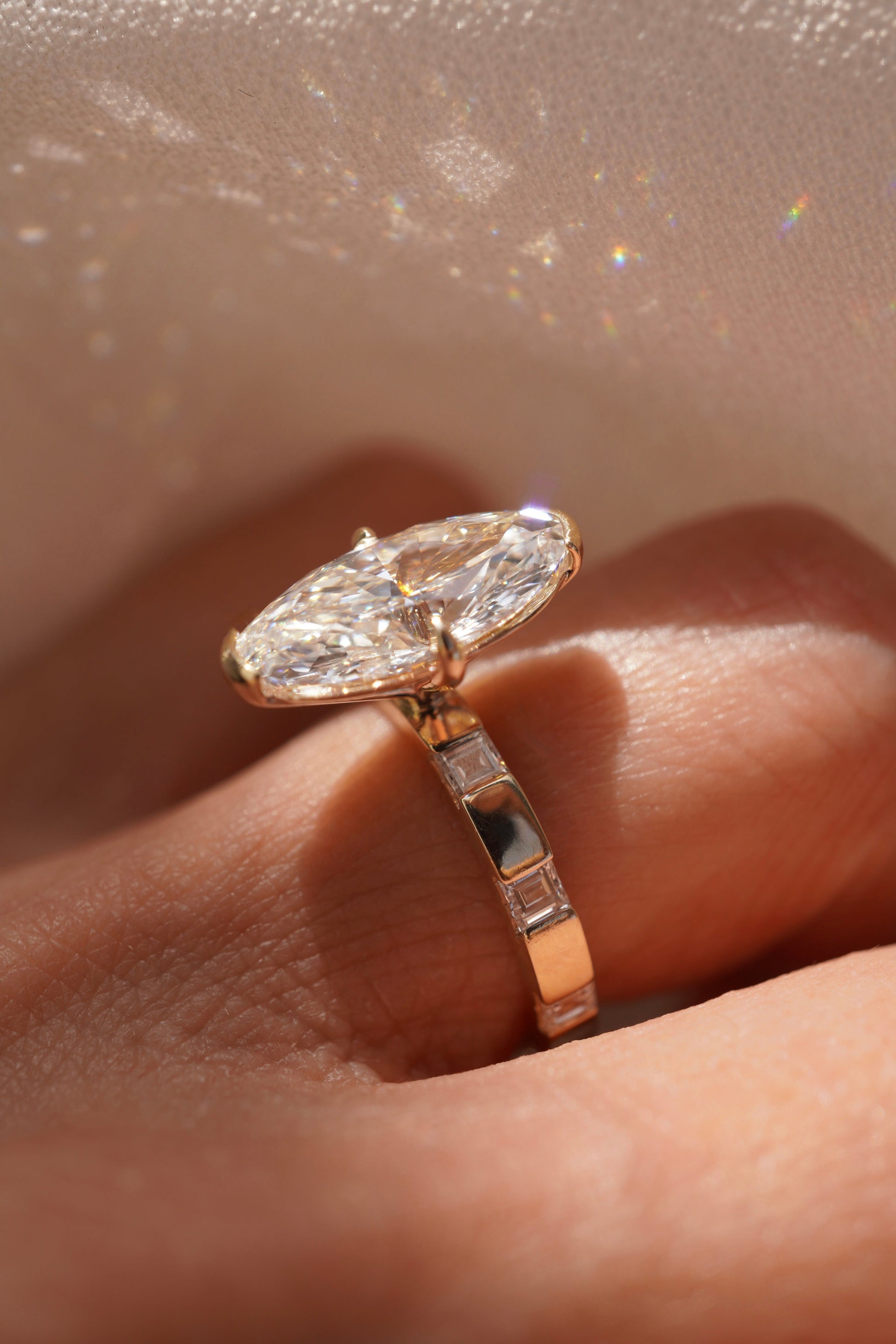 2 CT Emerald Pave Moissanite Engagement Ring
