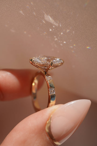 2 CT Emerald Pave Moissanite Engagement Ring