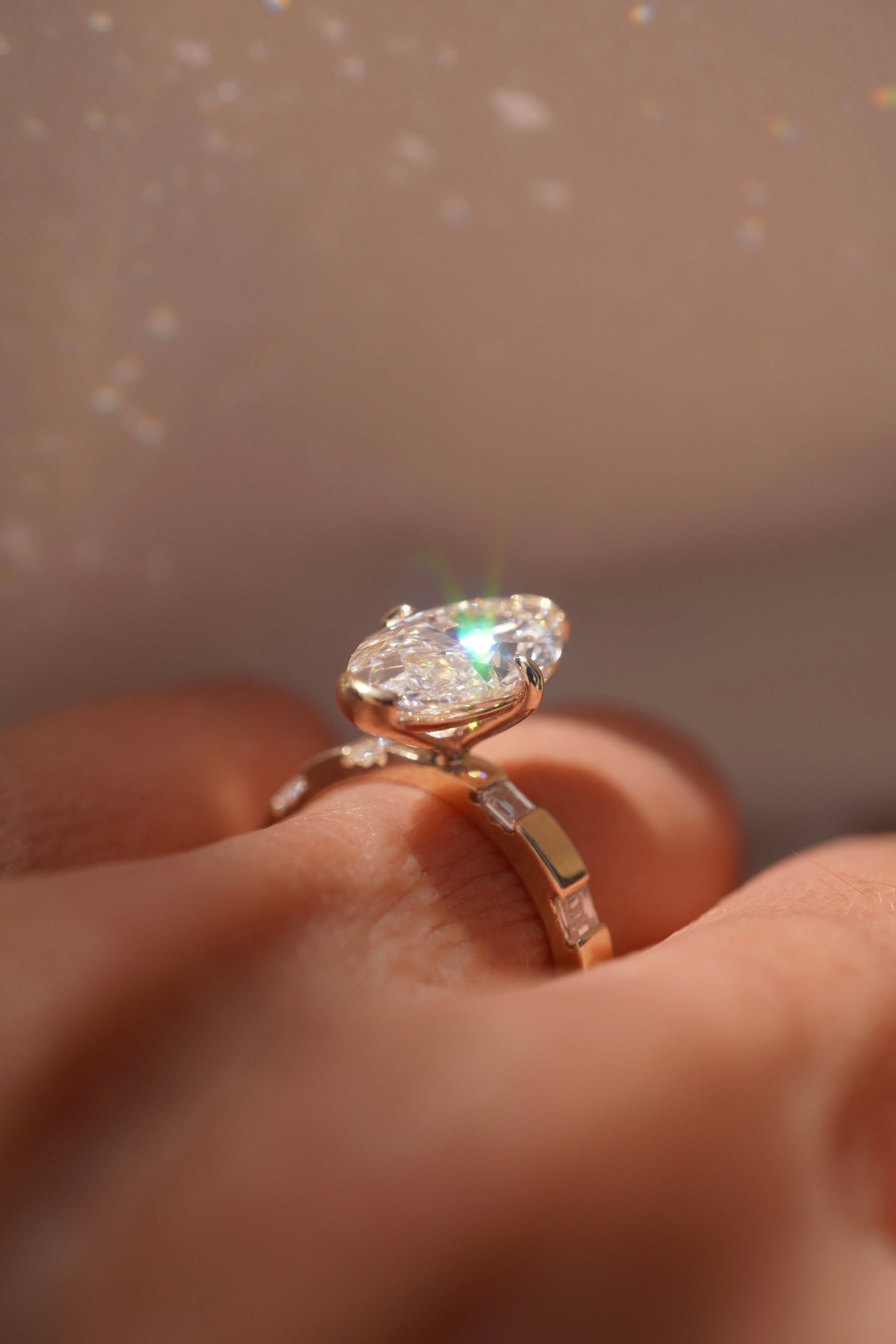 2 CT Emerald Pave Moissanite Engagement Ring
