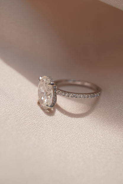 2 CT Emerald Pave Moissanite Engagement Ring