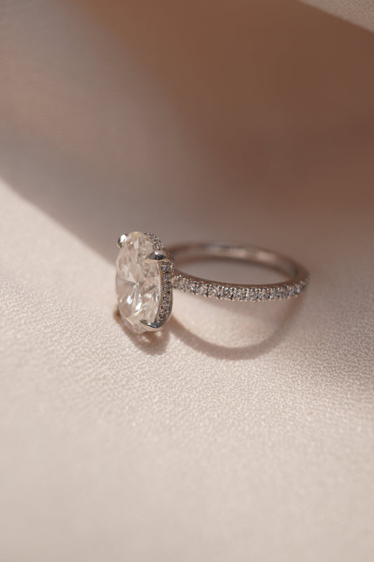 2 CT Emerald Pave Moissanite Engagement Ring