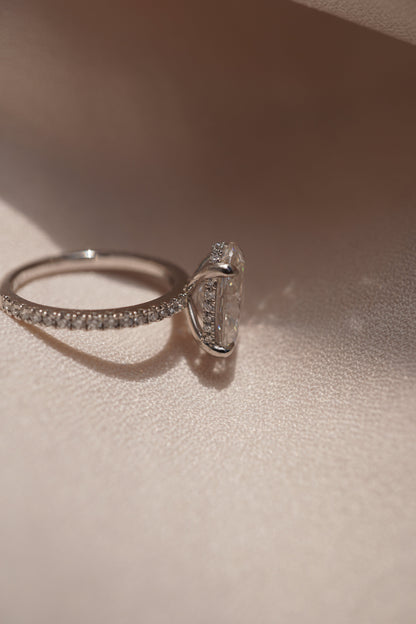 2 CT Emerald Pave Moissanite Engagement Ring
