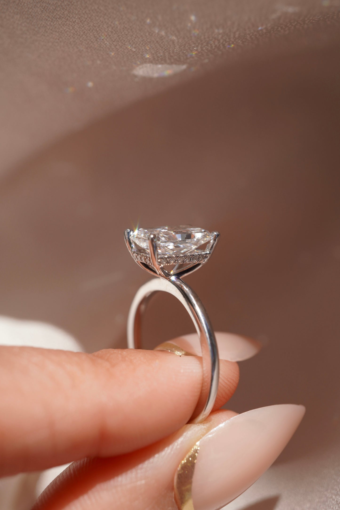 2 CT Emerald Pave Moissanite Engagement Ring