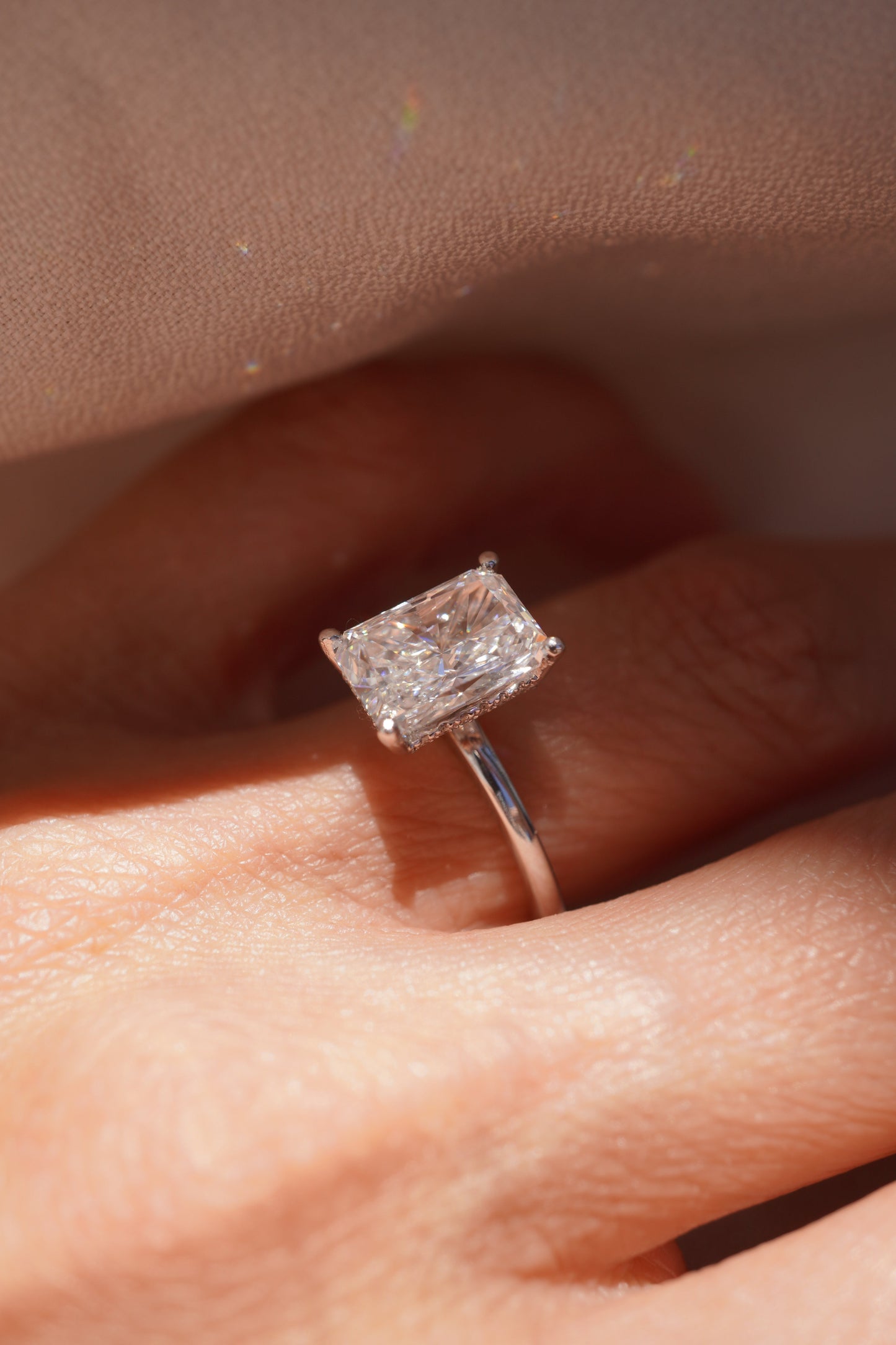 2 CT Emerald Pave Moissanite Engagement Ring